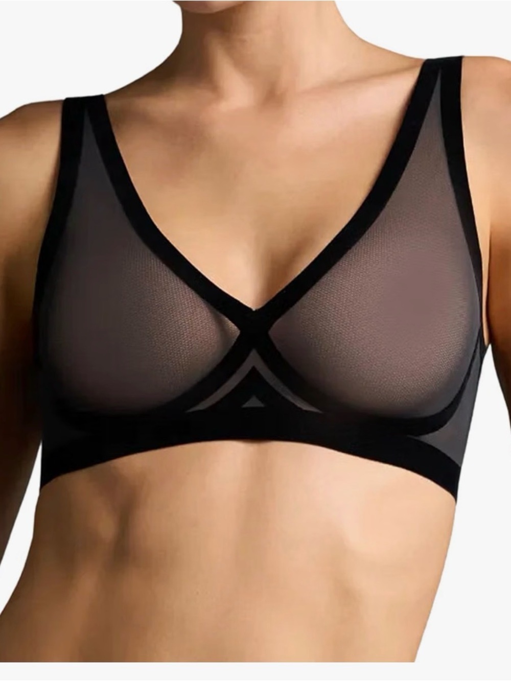 EBY Sheer Mesh Wireless Support Bra - Black